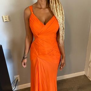 NITELINE Silk Gown Party Dress Prom Coral Lined